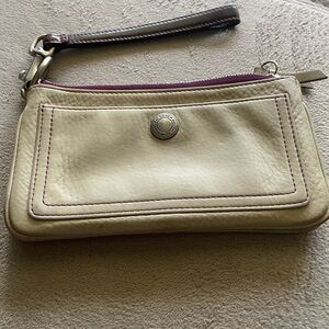 Coach Beige and Dark Brown Wristlet